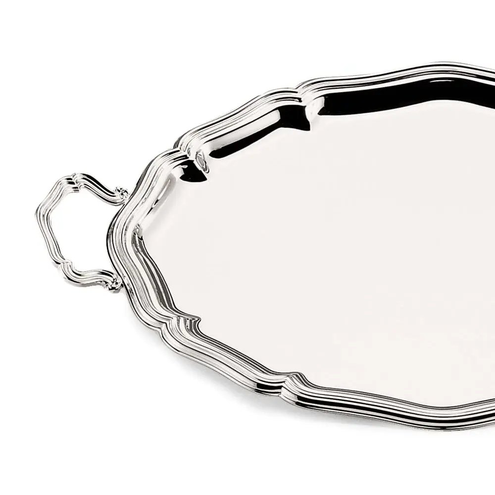 700 Silver Oval Serving Tray with Handles