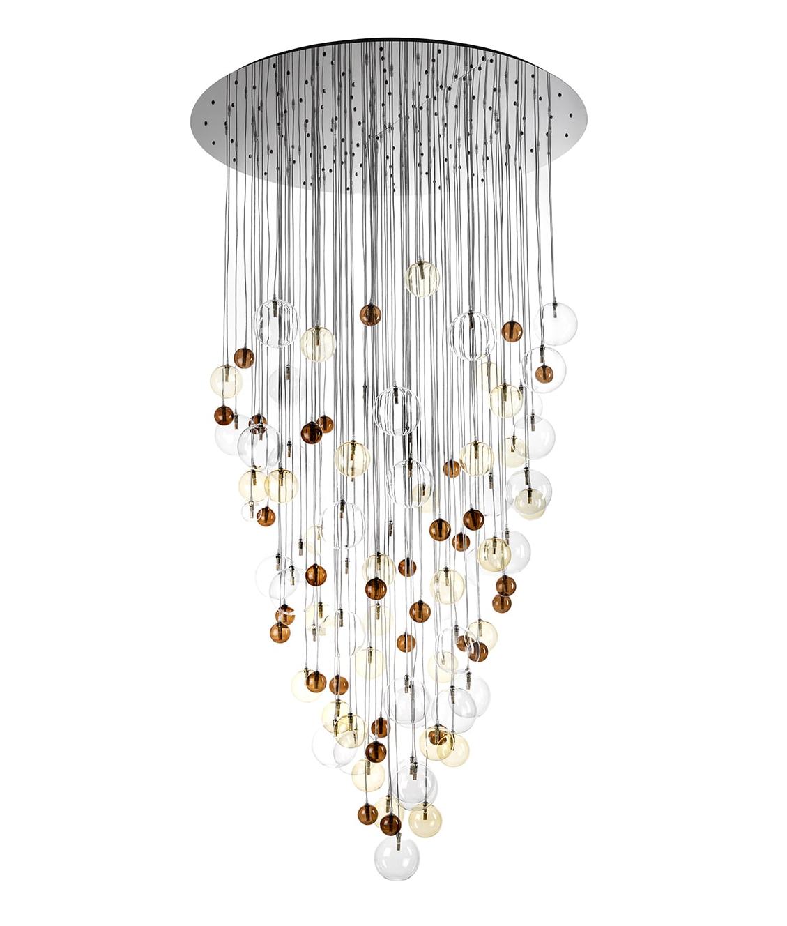 Cascading Chandelier with Multicolour Glass Spheres
