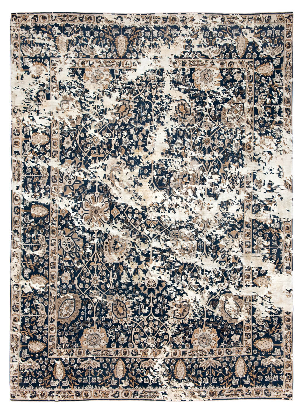 Tabriz Riverside Sky Black Beige Silk Rug