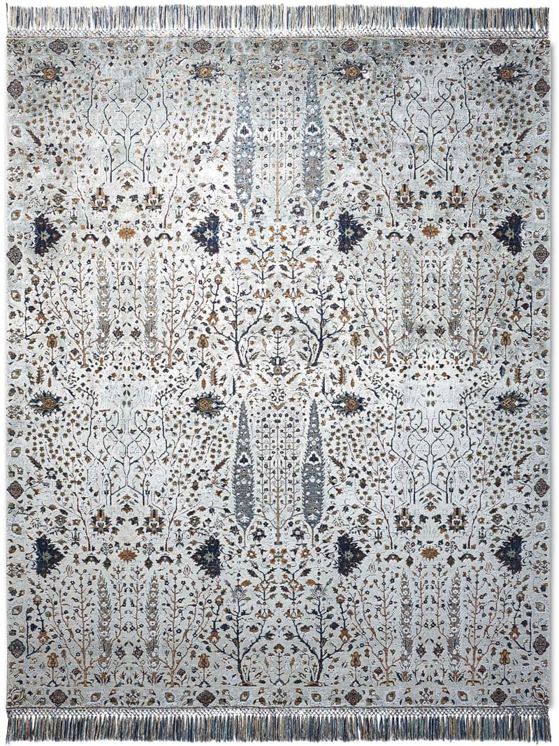 Pine Garden Silver Luxury Rug