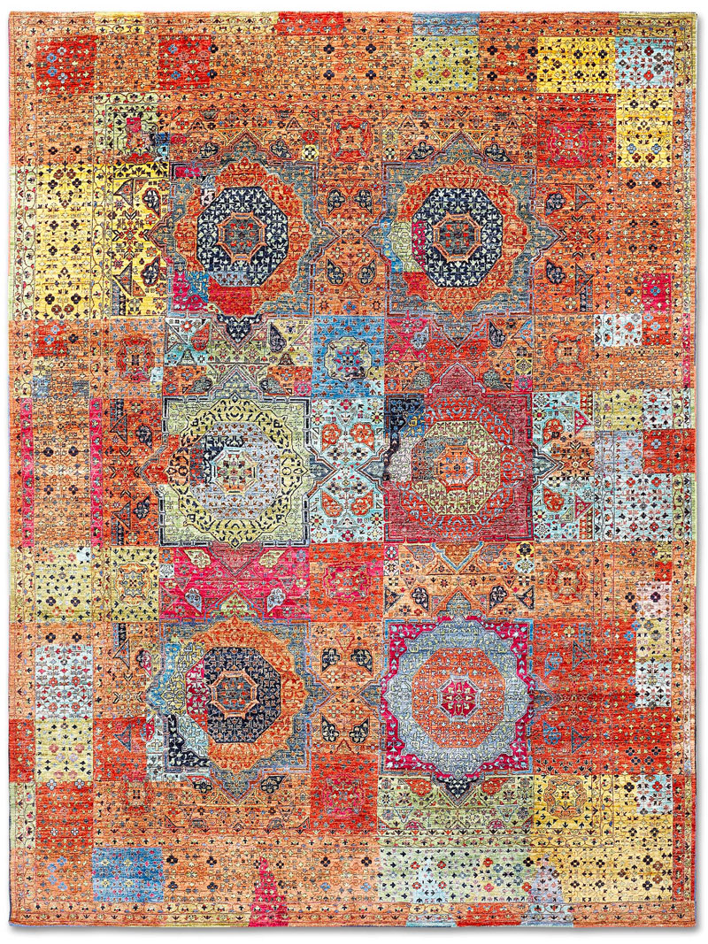 Cosmic Orange Hand-Knotted Rug