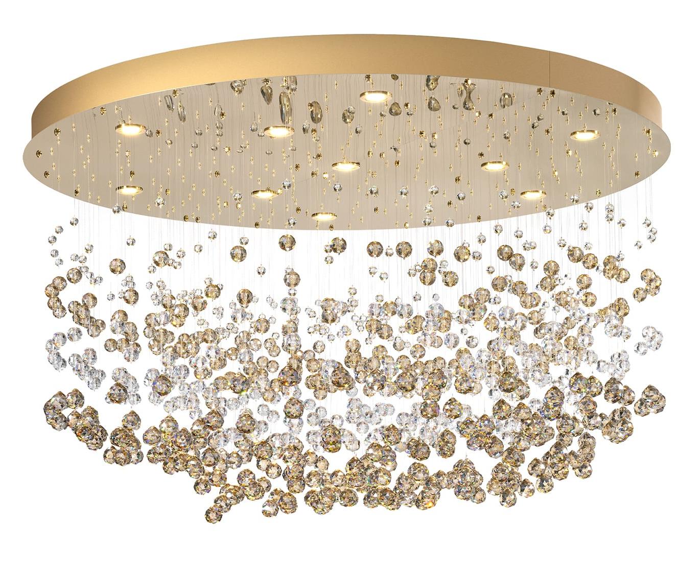 Pale Gold Chandelier with Crystal Spheres