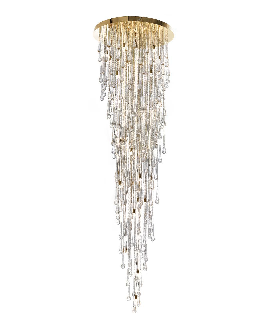 Venetian Glass Drop Cascade Chandelier