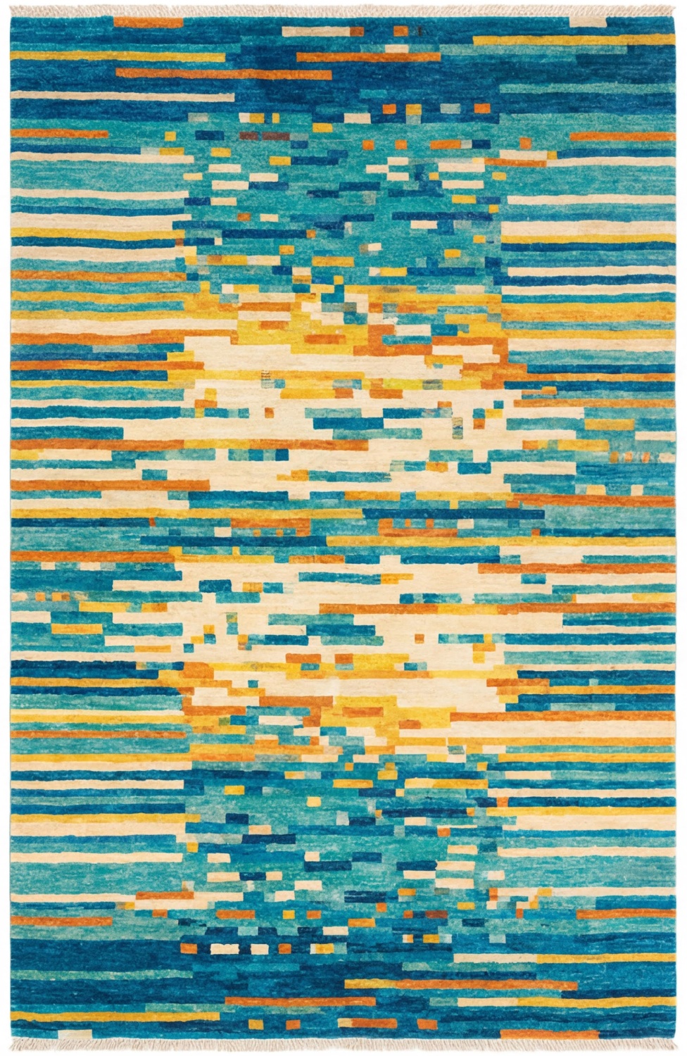 Pixel Wave Teal Rug