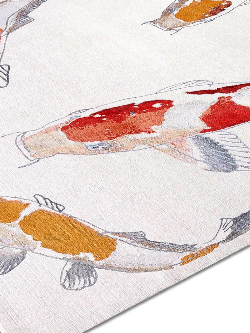 Fish Original on White Luxury Hand-Knotted Rug