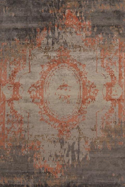 Hand-Knotted Bamboo Silk Indian Rug