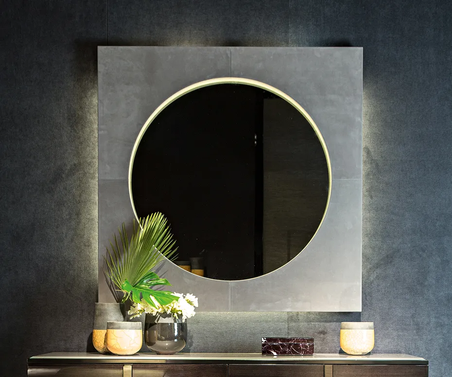 Leather Mirror With Lights