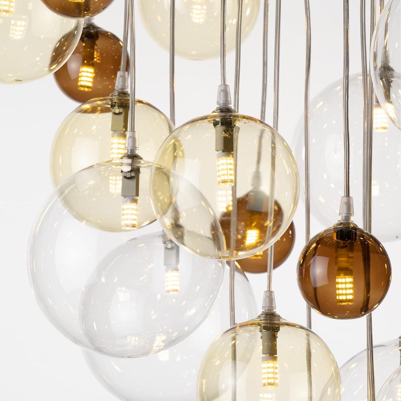 Cascading Chandelier with Multicolour Glass Spheres