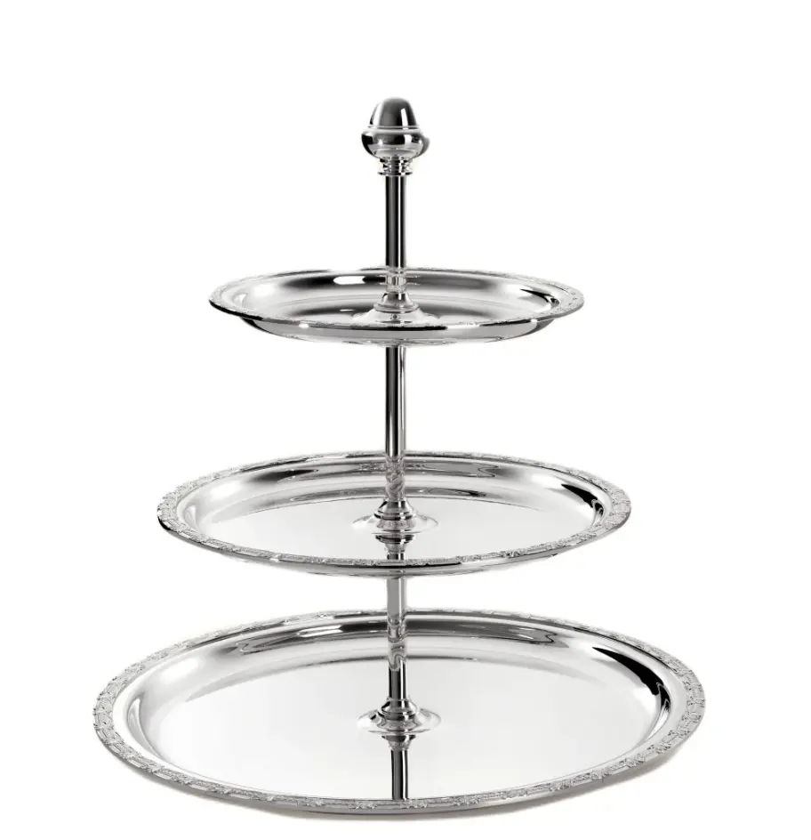 Exquisite Three-Tier Silver Cake Stand