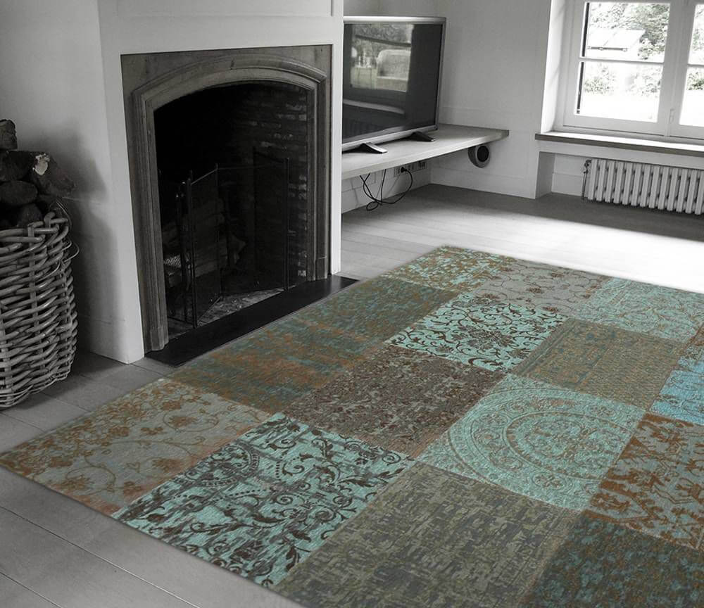 Patchwork Rug Multi Sea Blue