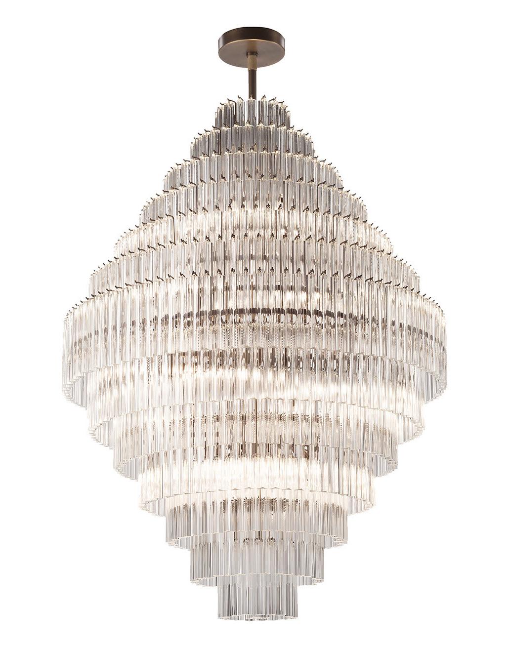 Brunito Brass Murano Trihedron Chandelier