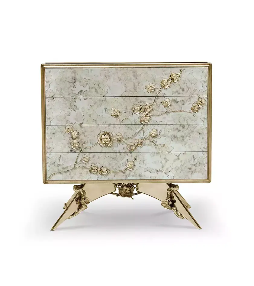 Mirage Aged Mirror Bedside Table