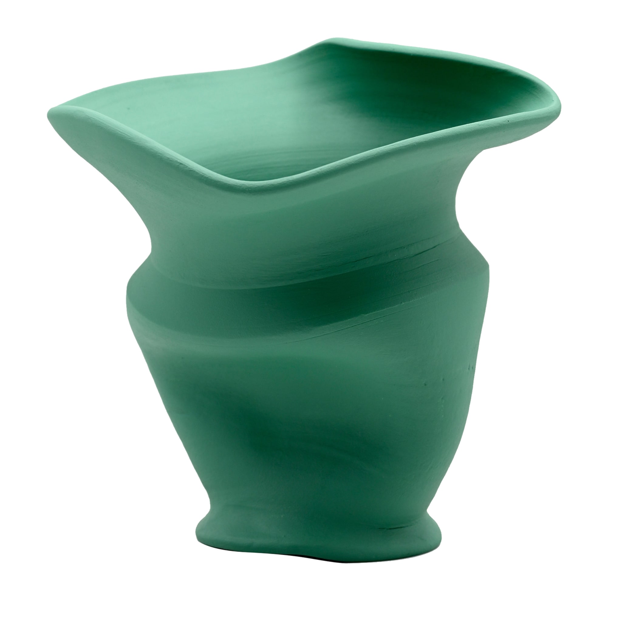Green Artisan Sculpted Vase