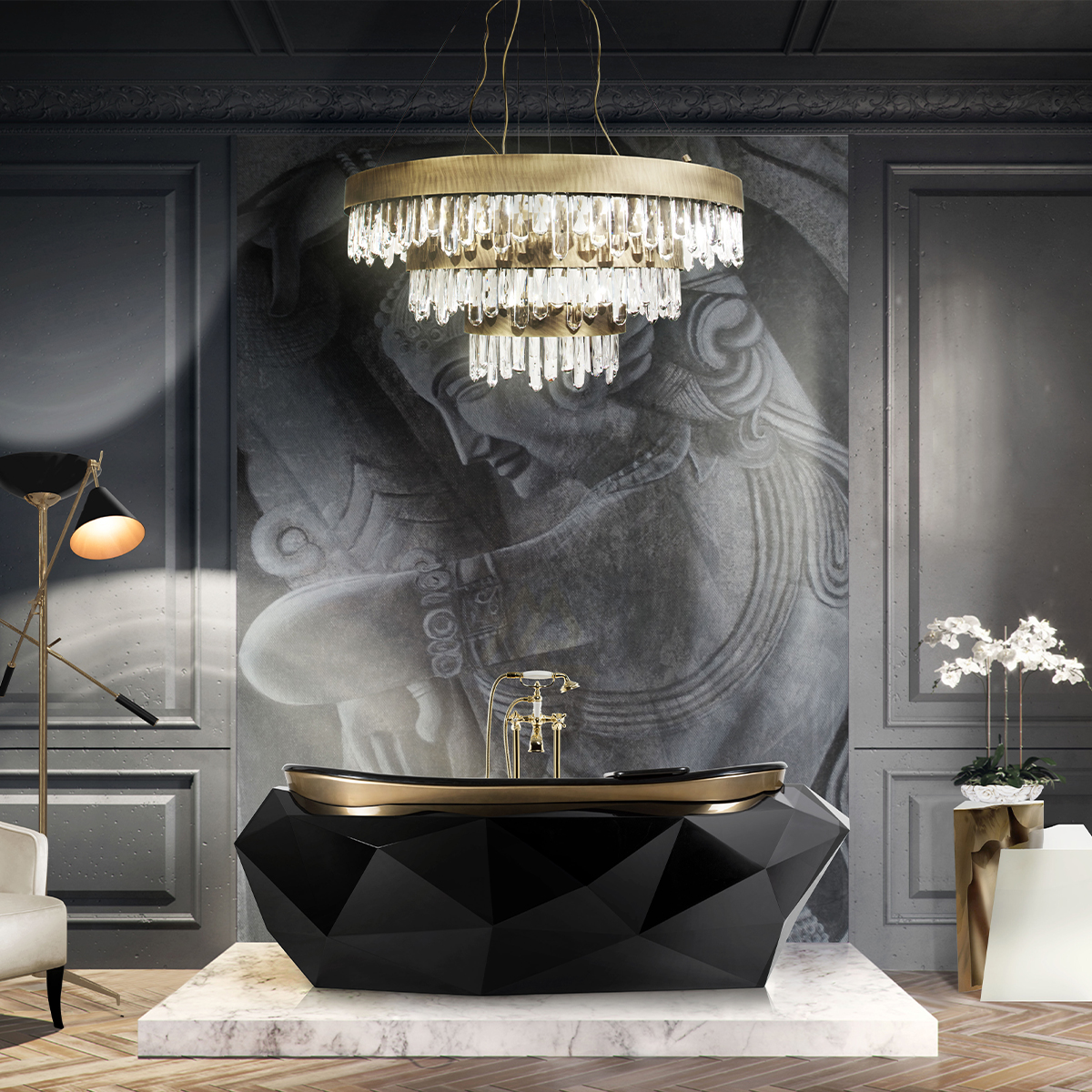 Brass Cascade Chandelier