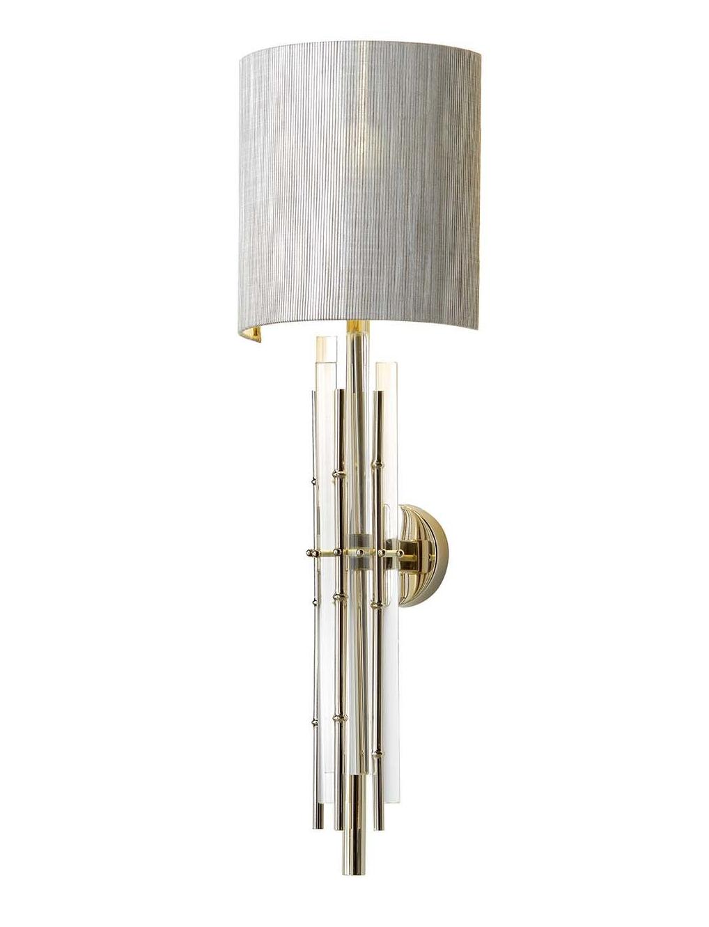 Bamboo Glass Wall Lamp with Fabric Shade