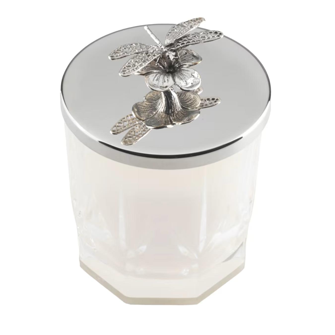 Spring Dragonfly Silver Candle Vase
