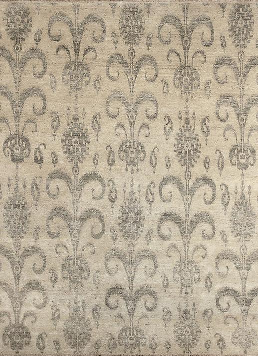 Ikat Hand-Knotted Wool Beige Rug