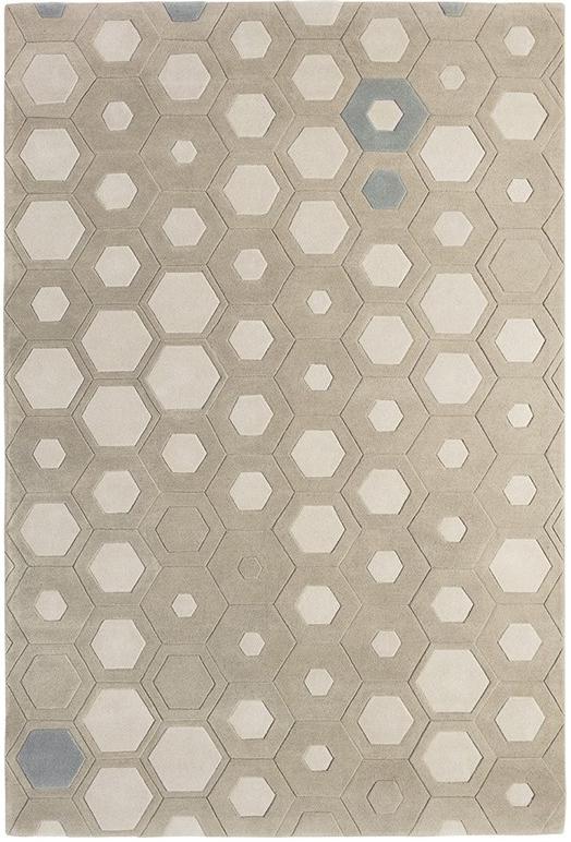 Hexagon Beige Wool Rug