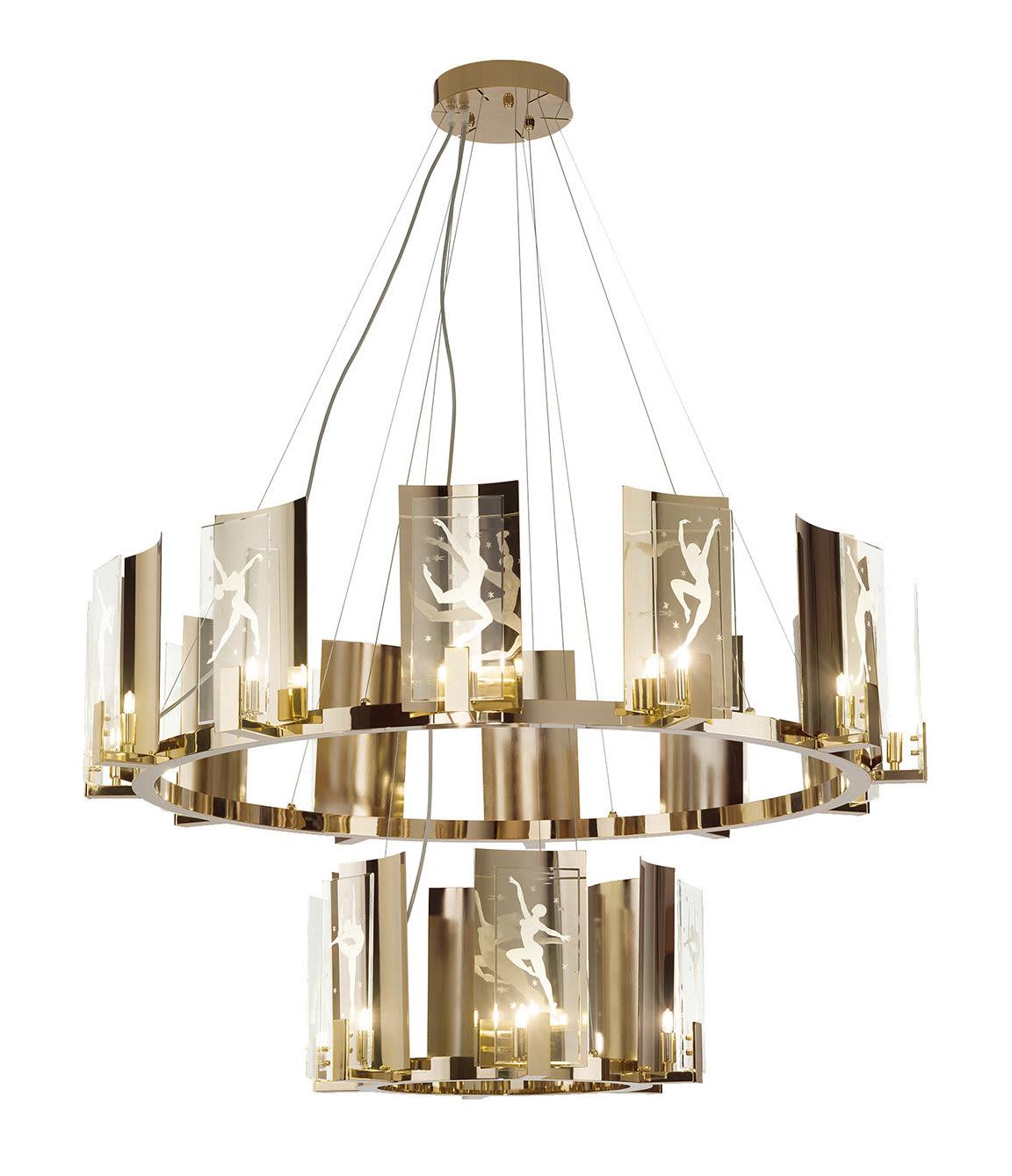 Large Soft Gold Round Chandelier