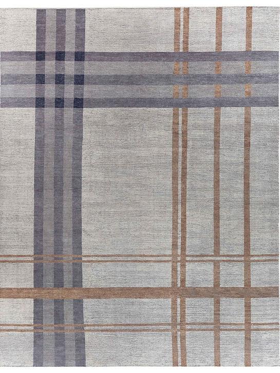 Hand-Knotted Turkish Checkered Rug