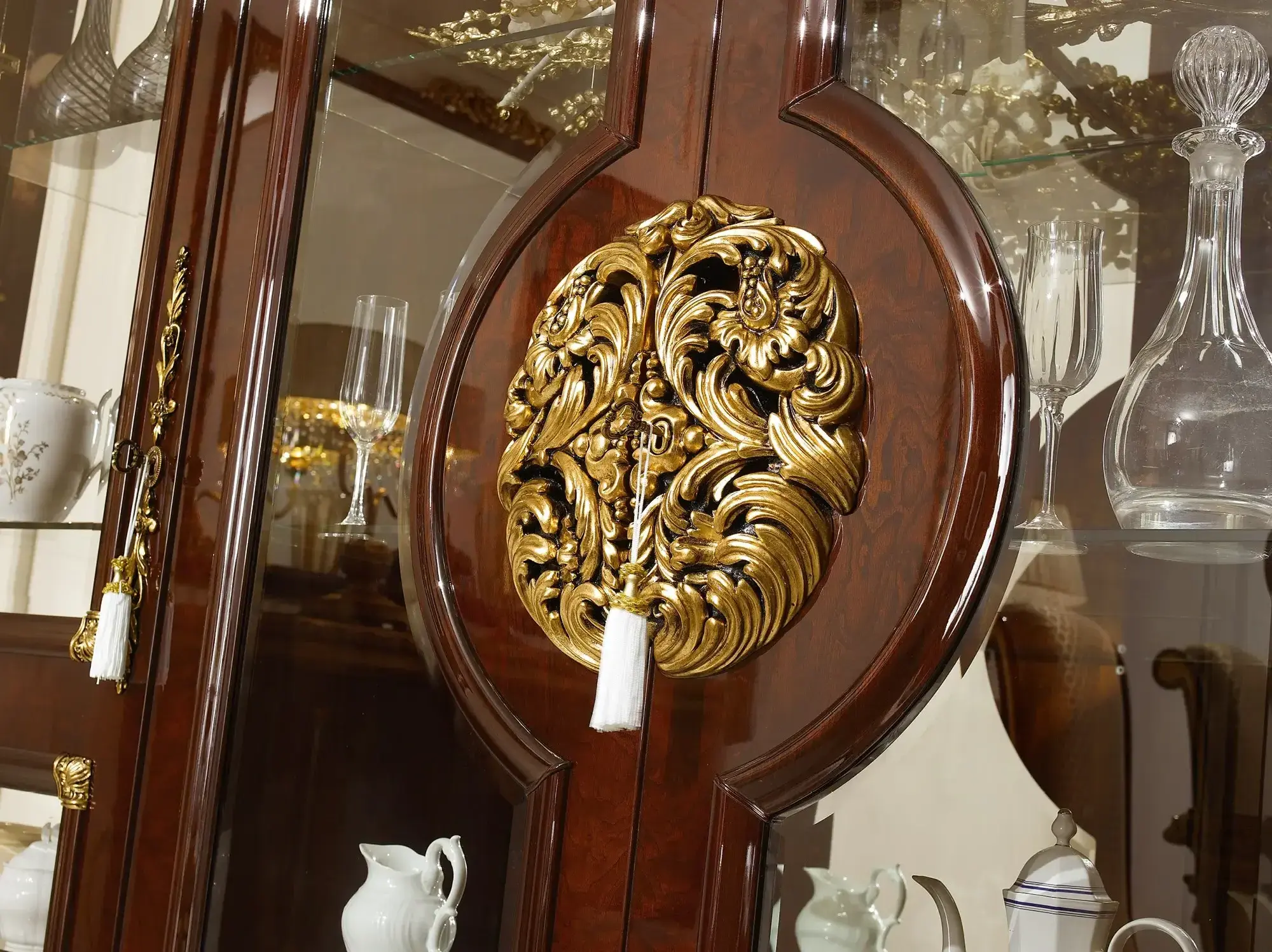 Brown and Gold Classic Display Cabinet