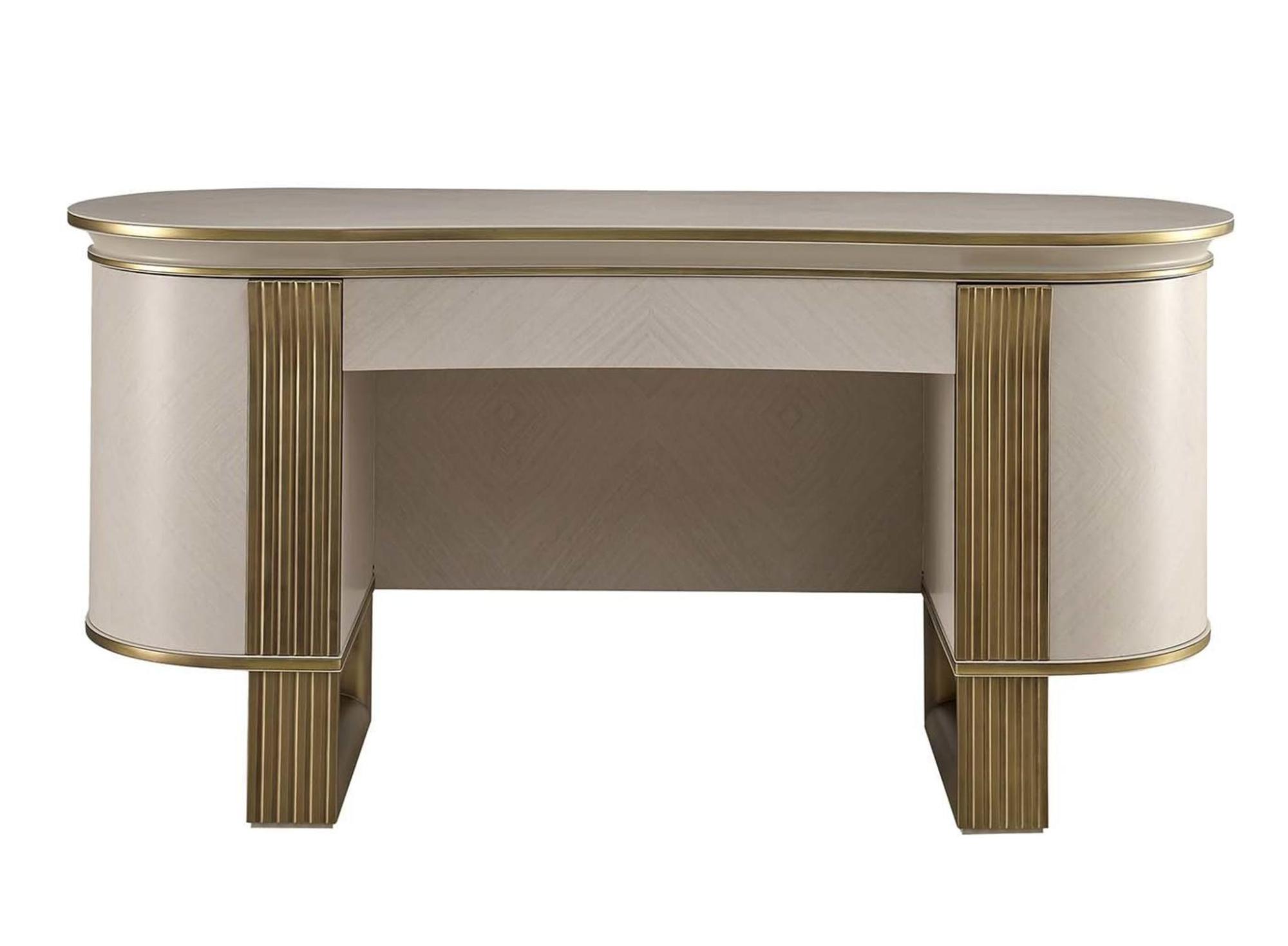 Oliver White and Gold Dressing Table | Configuration: With Mirror