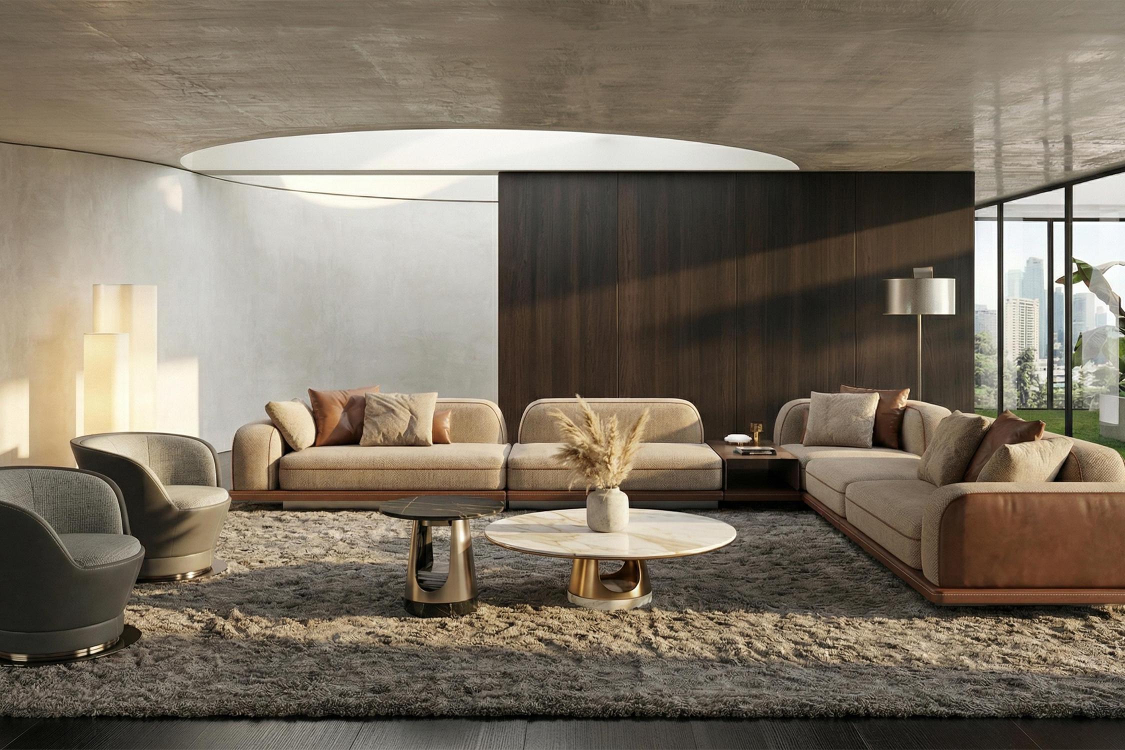 Aura Round Coffee Table with Arch Base