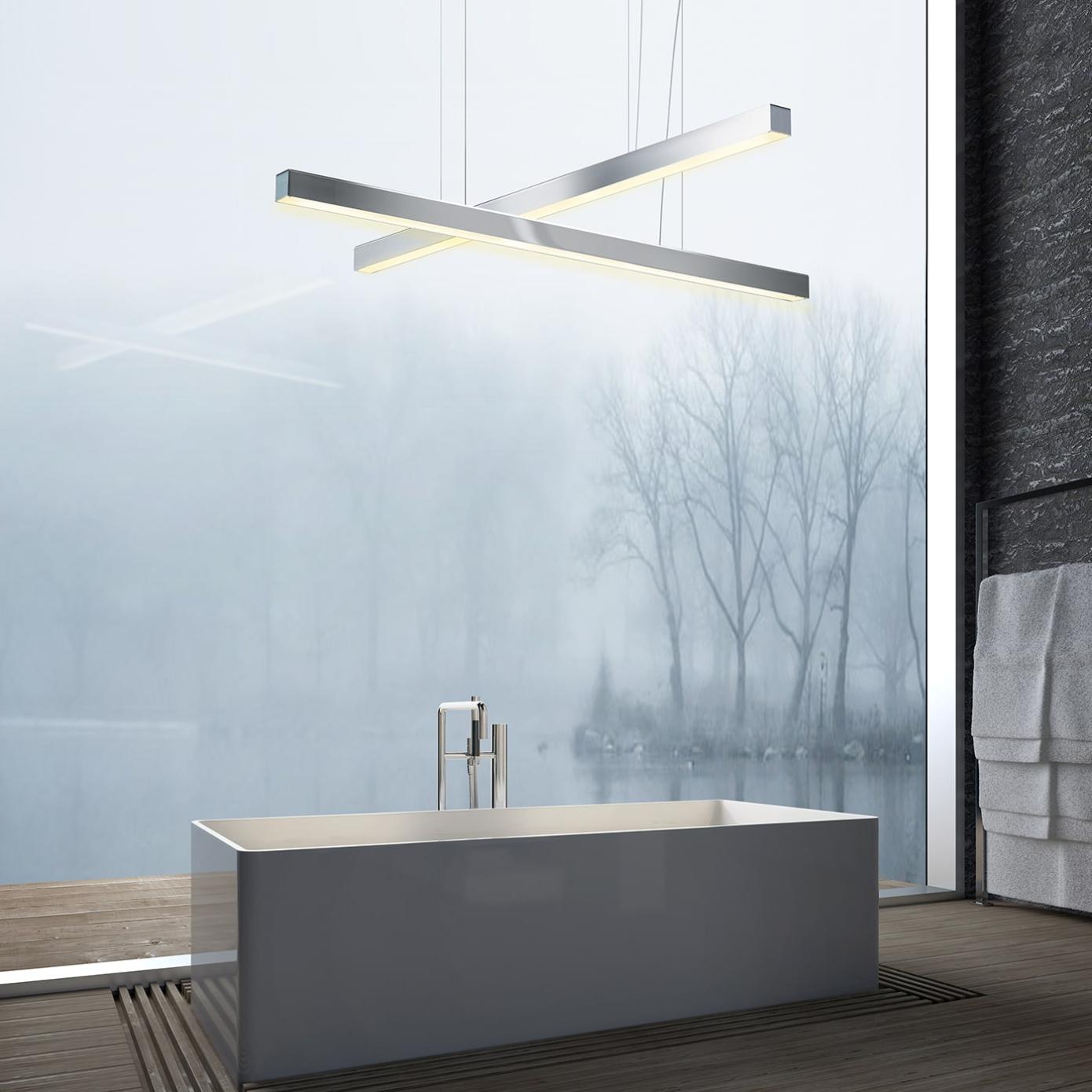 Polished Nickel Linear Suspension Chandelier