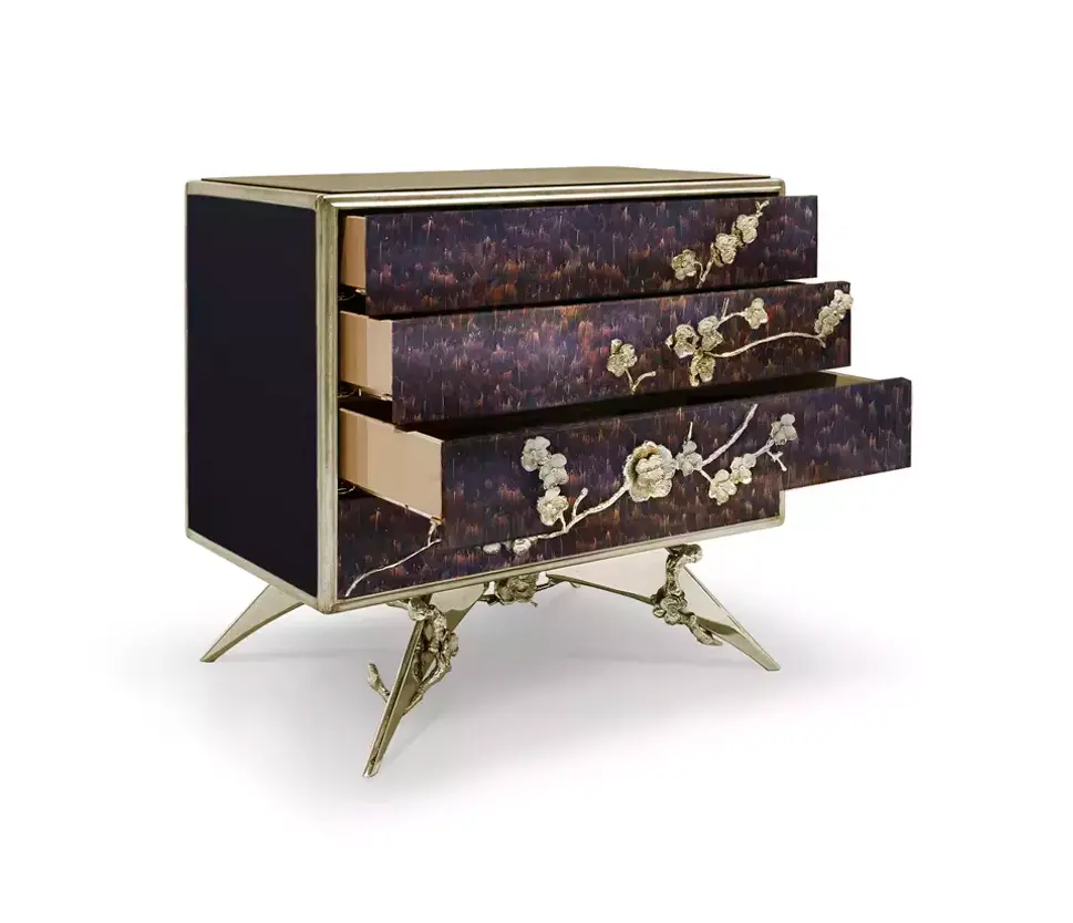 Mirage Purple Feather Bedside Table