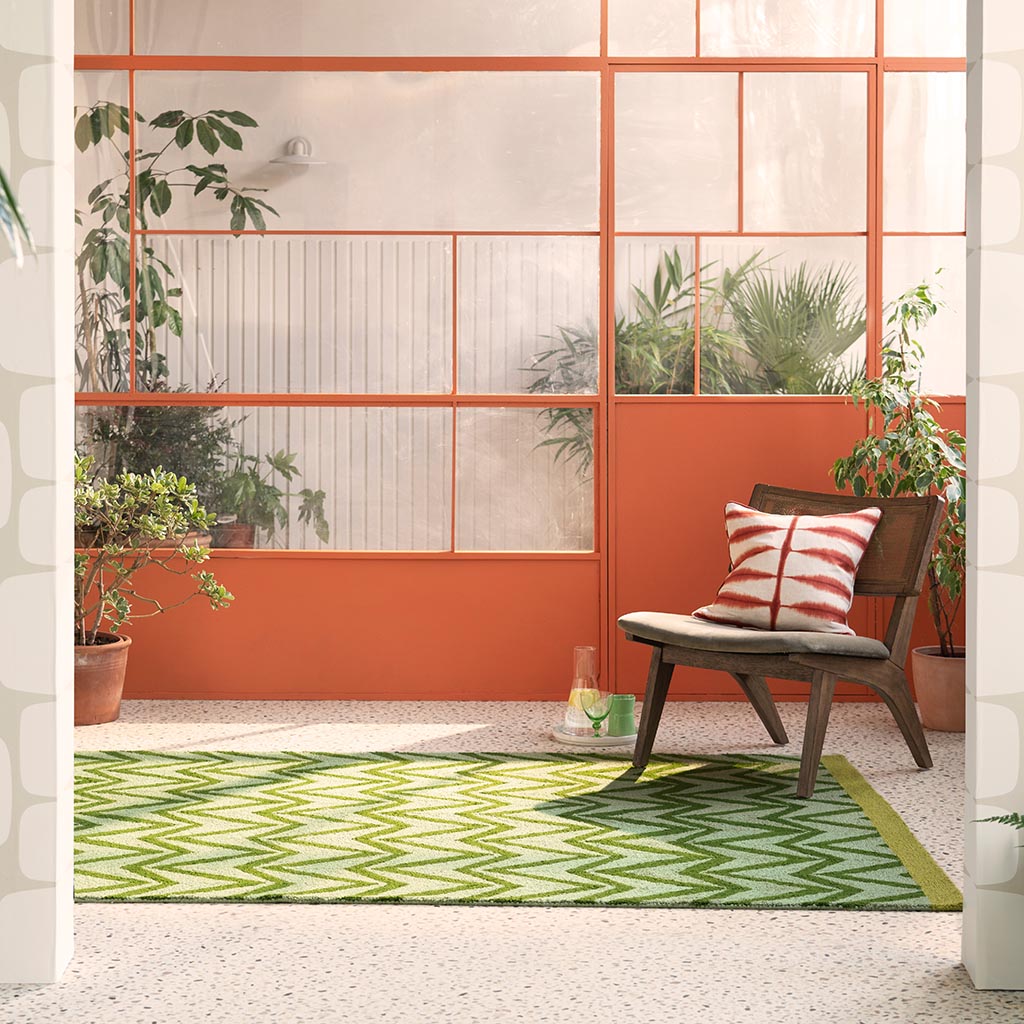 Dhurrie Green Outdoor Rug | Size: 140 x 200 cm