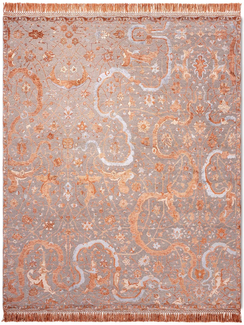 Tabriz Orange Luxury Rug