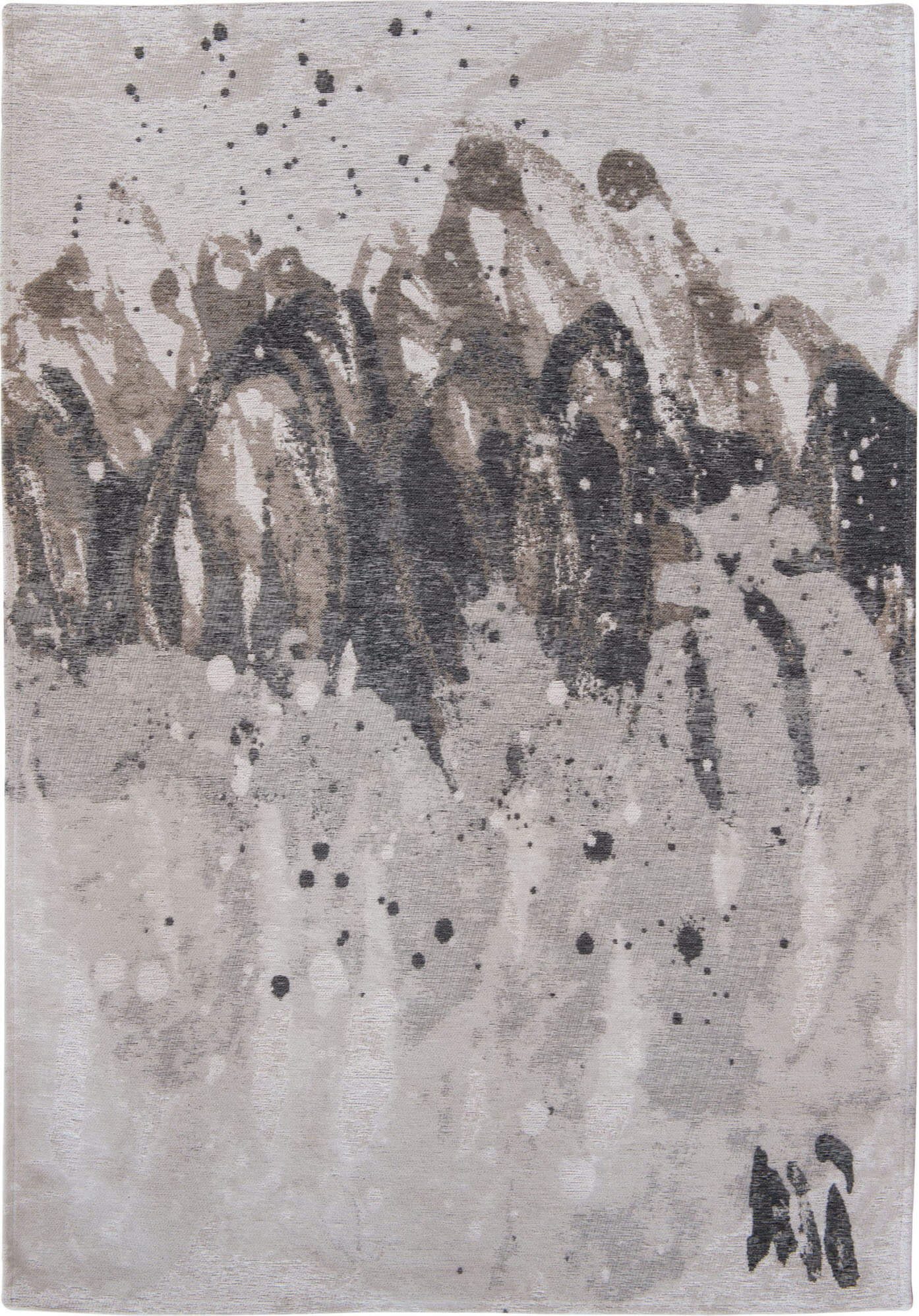 Jacquard Cotton Flatweave Rug Grey Waves ☞ Size: 230 x 330 cm