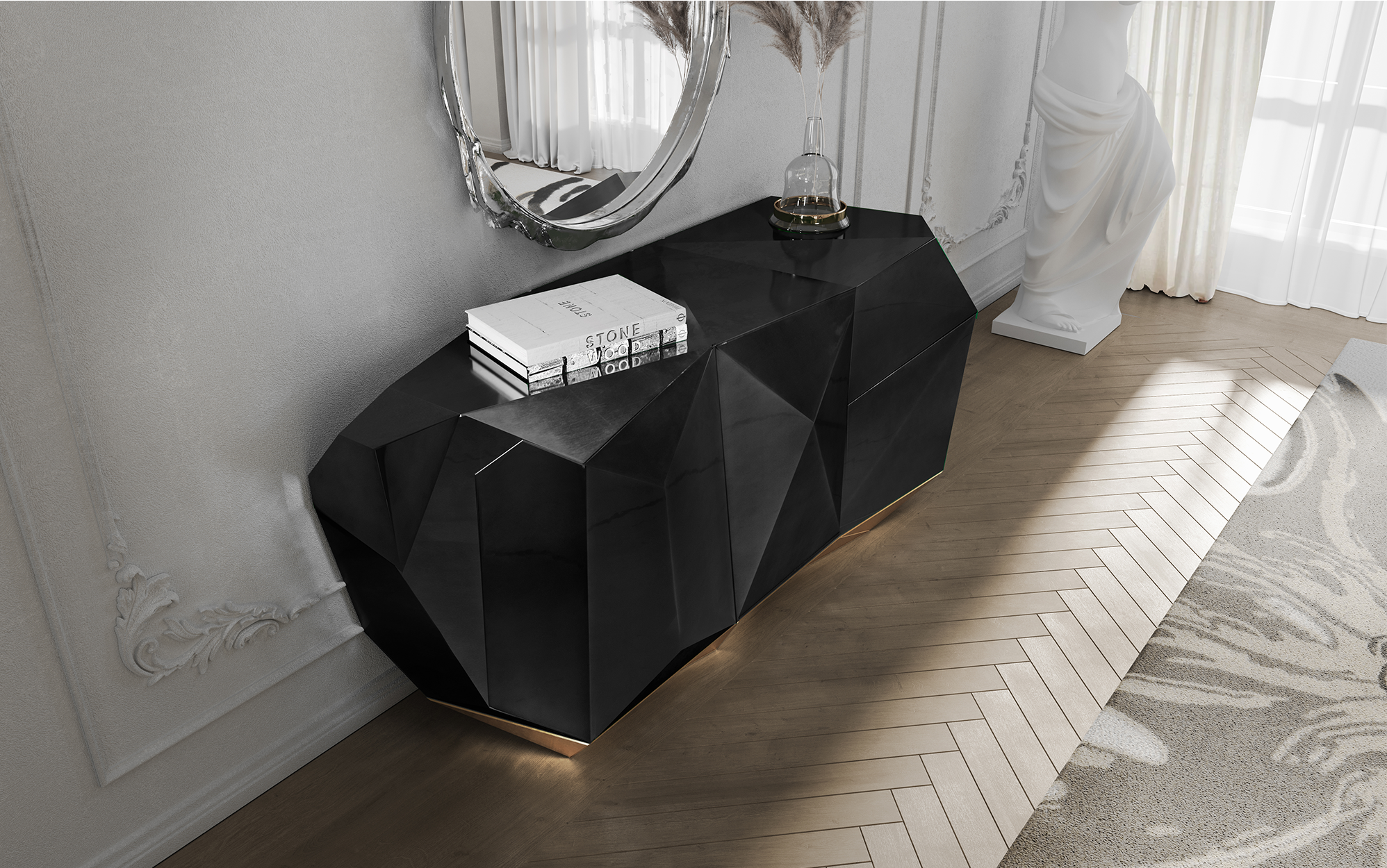 Prism 3 Black Designer Sideboard