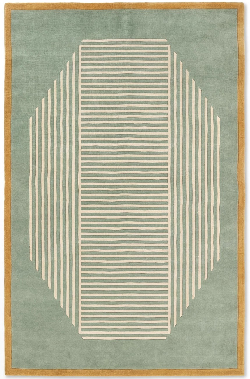 Octagon Lines Sage Rug