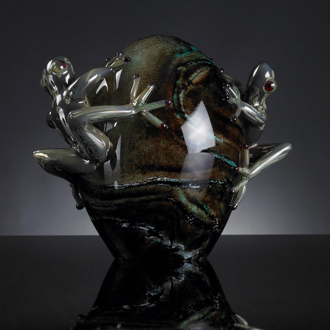 Glass Egg with Frog Detail