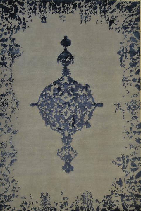 Hand-Knotted Bamboo Silk Indian Rug