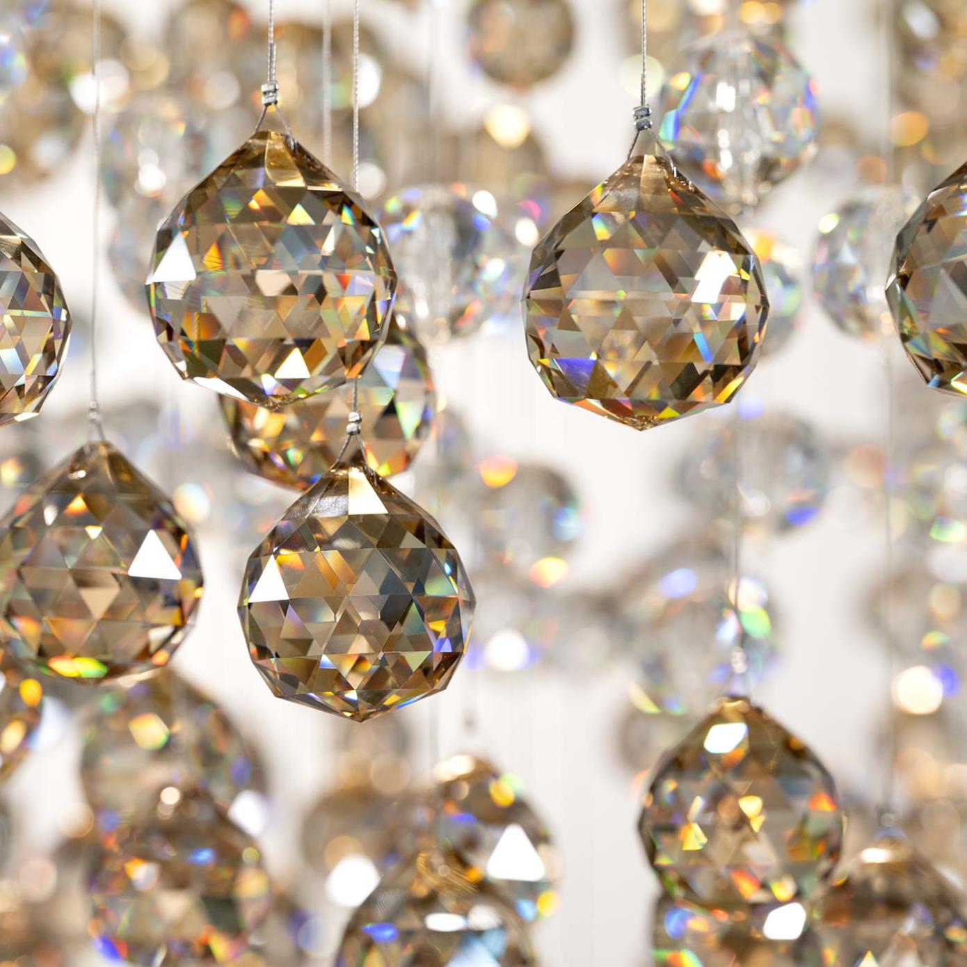 Pale Gold Chandelier with Crystal Spheres