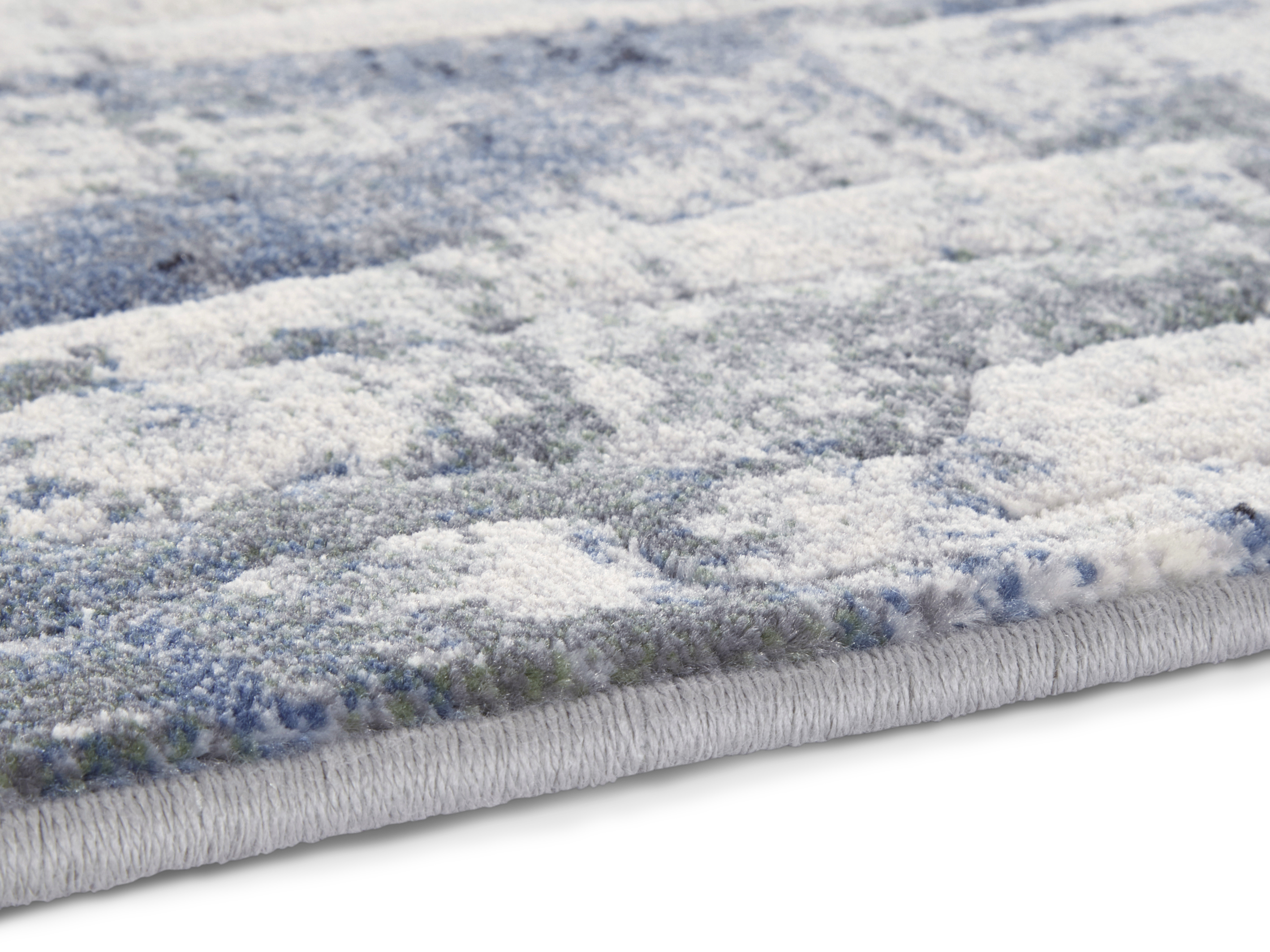 Vernon Cream Blue Grey With Brush-stroke-effect Rug | Size: 80 x 150 cm