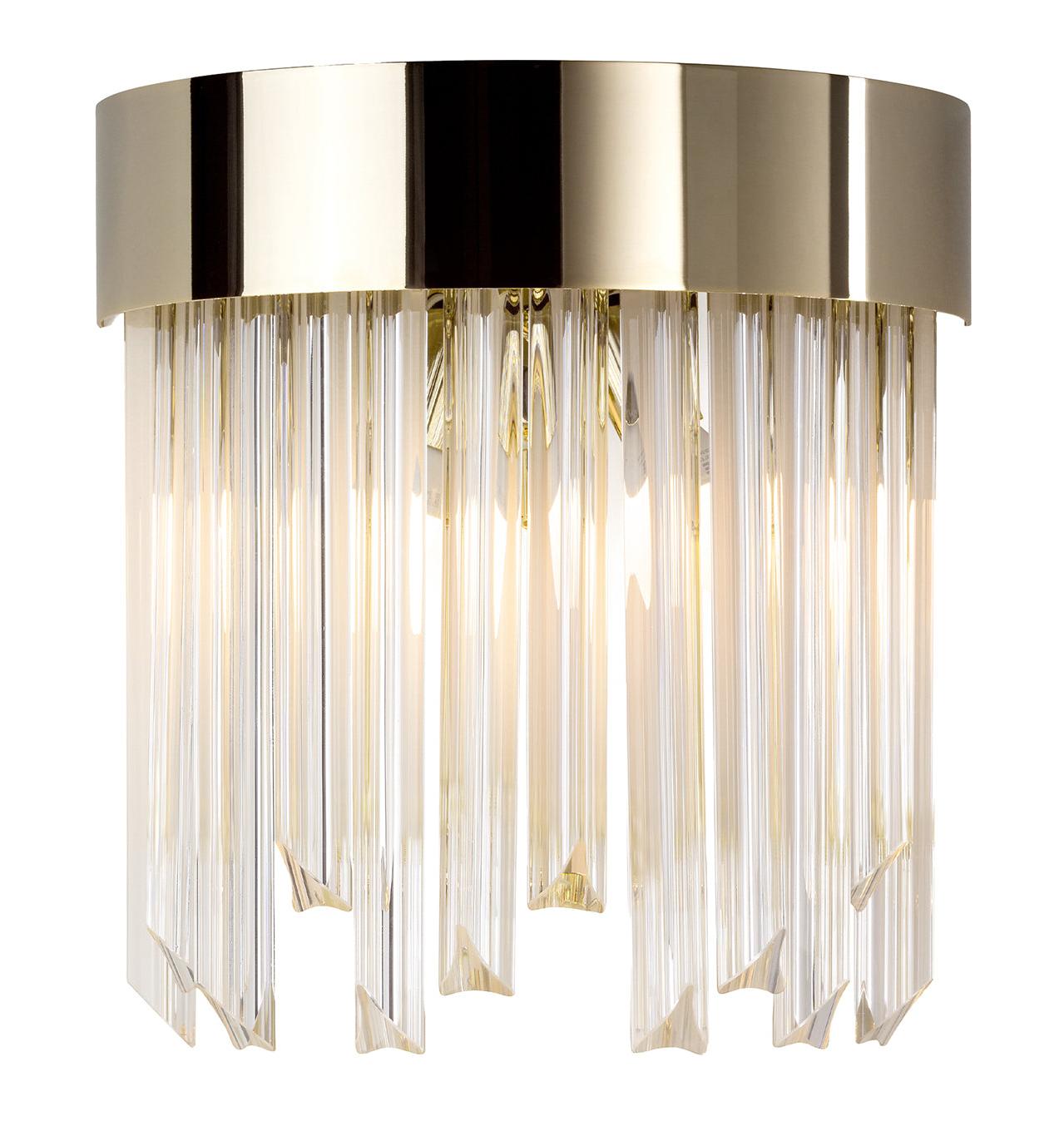 Gold Trihedron Glass Rain Wall Sconce