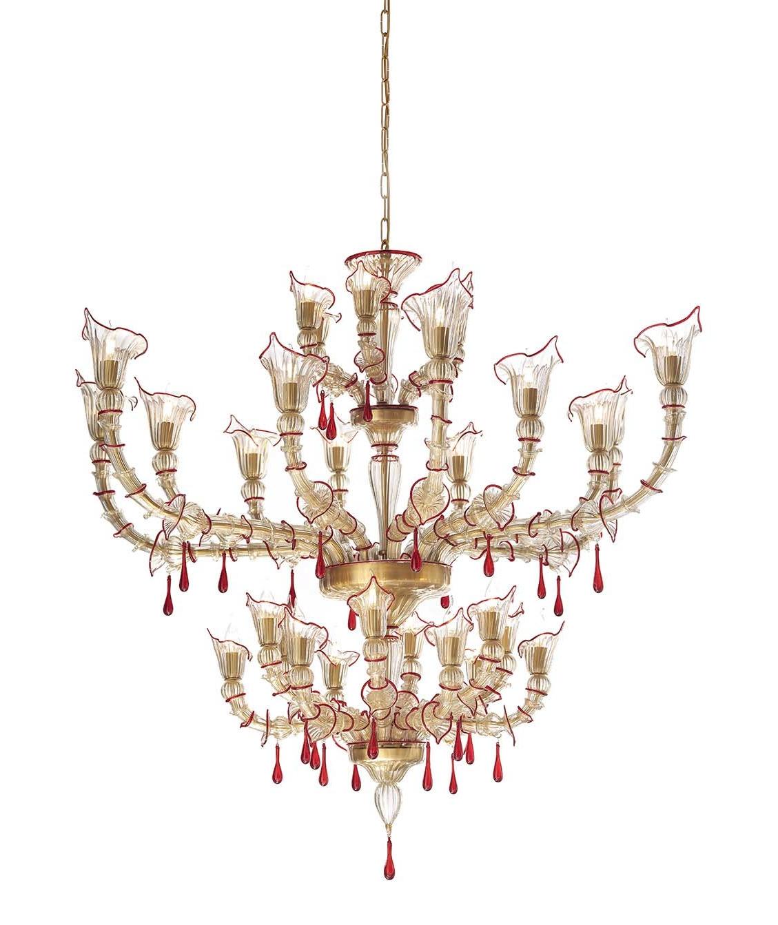 Gold Rezzonico Venetian Glass Chandelier