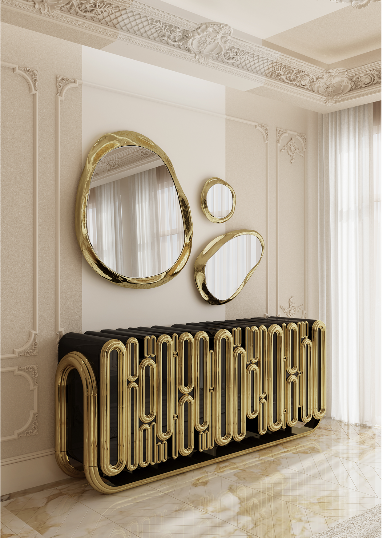 Ellipse Gold Designer Sideboard