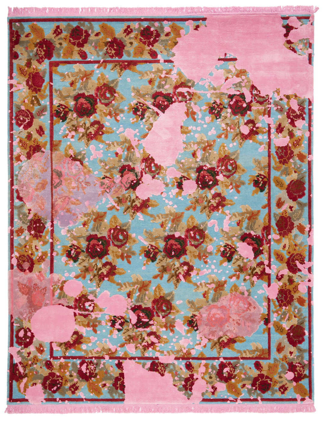 Karabagh Splashed Blue Pink Rug