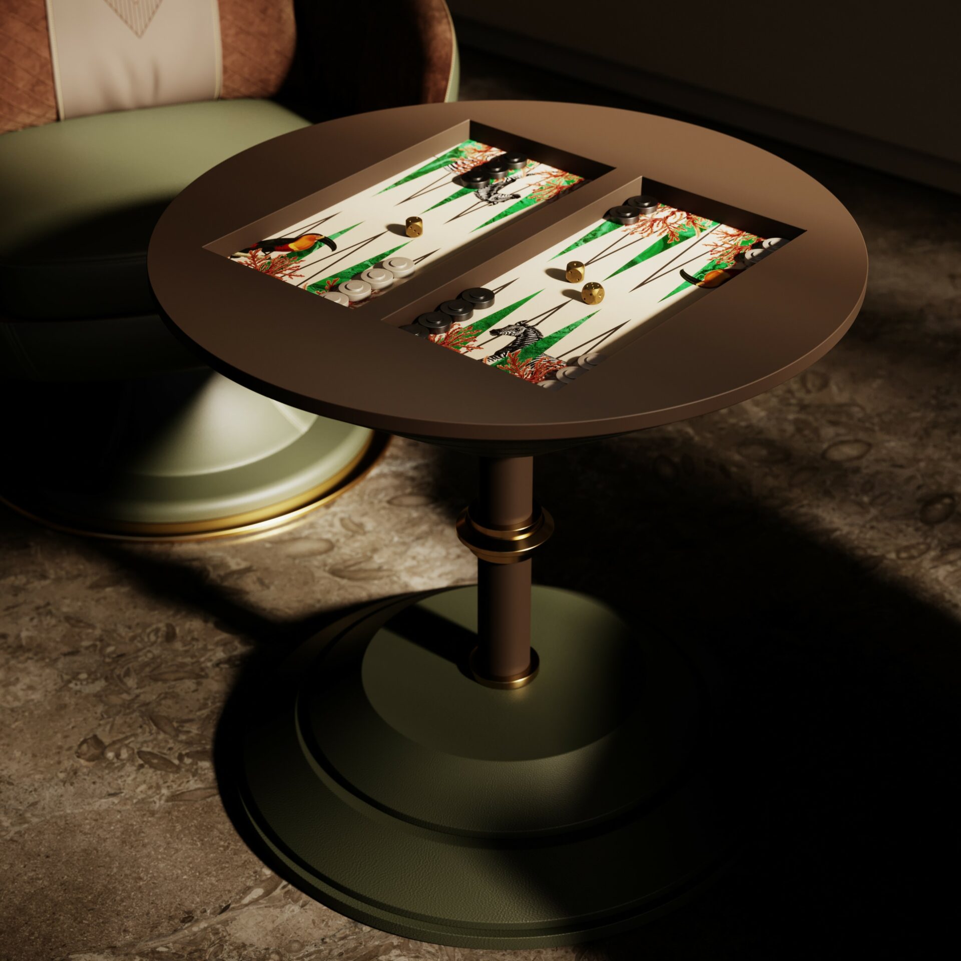 Goemon Handcrafted Backgammon & Chess Coffee Table