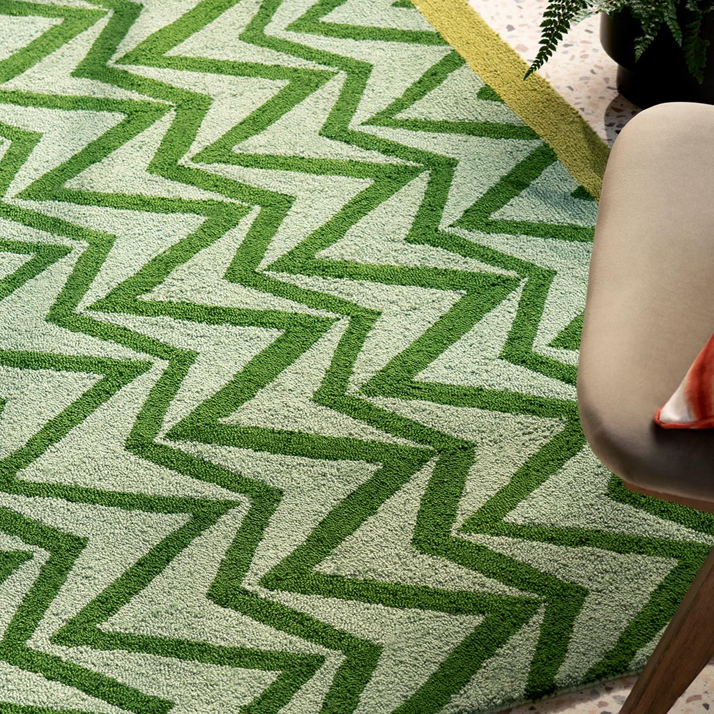 Dhurrie Green Outdoor Rug | Size: 140 x 200 cm