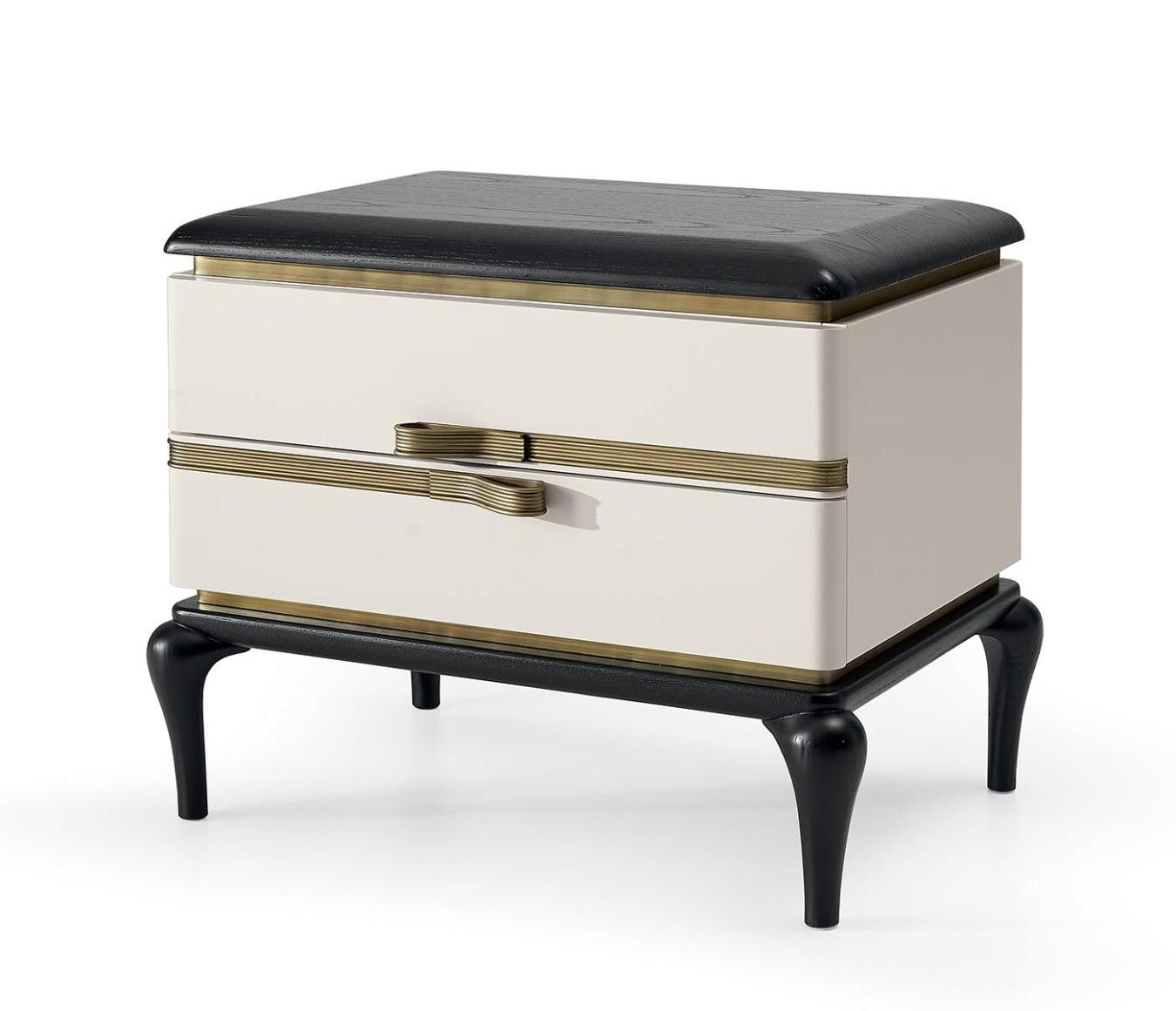 Dilan Black and White Bedside Table