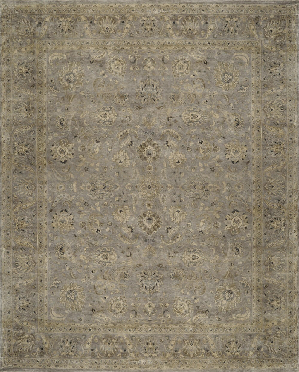 Gayatri Grey Silk Rug ☞ Size: 250 x 300 cm