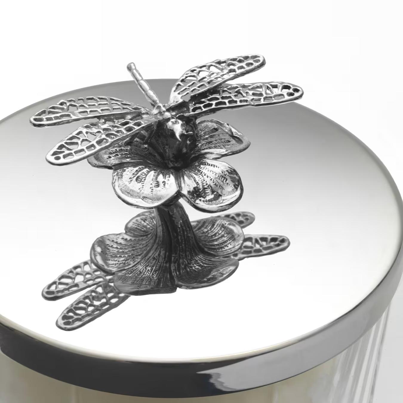 Spring Dragonfly Silver Candle Vase