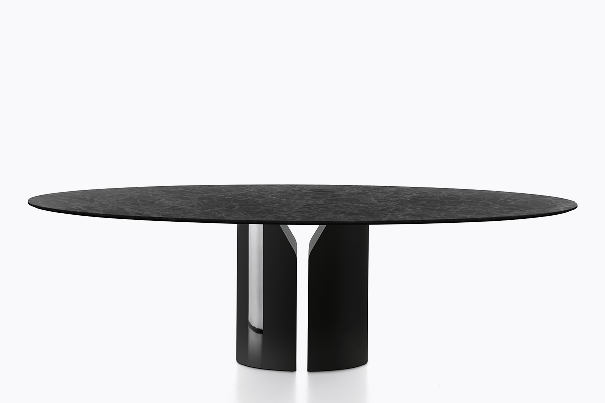 NVL Table | Structure: Matt Lacquered - Black | Tabletop: Matt Lacquered - Black