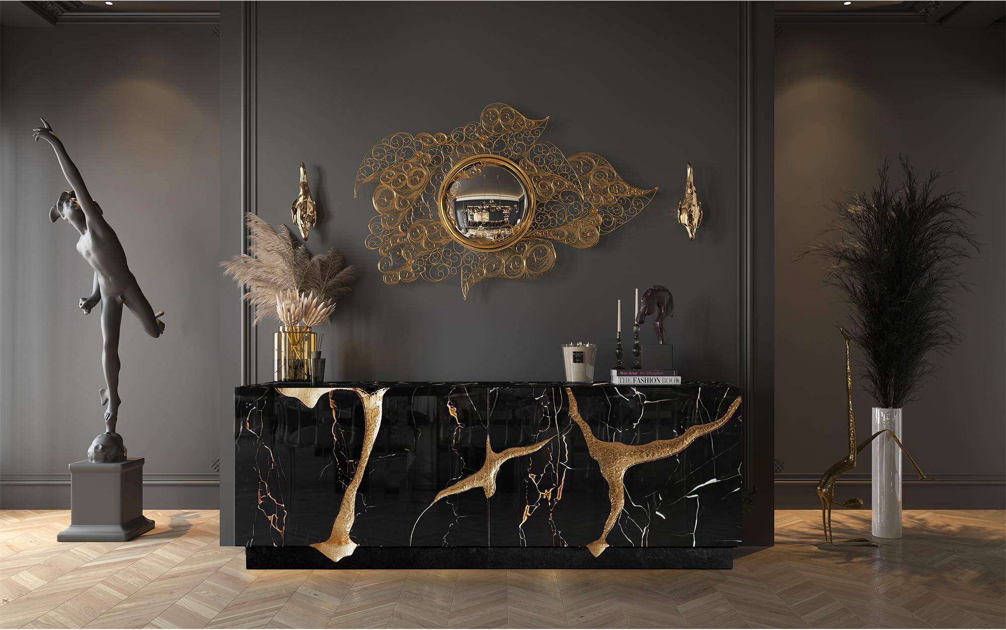 Opulent Black & Gold Sideboard