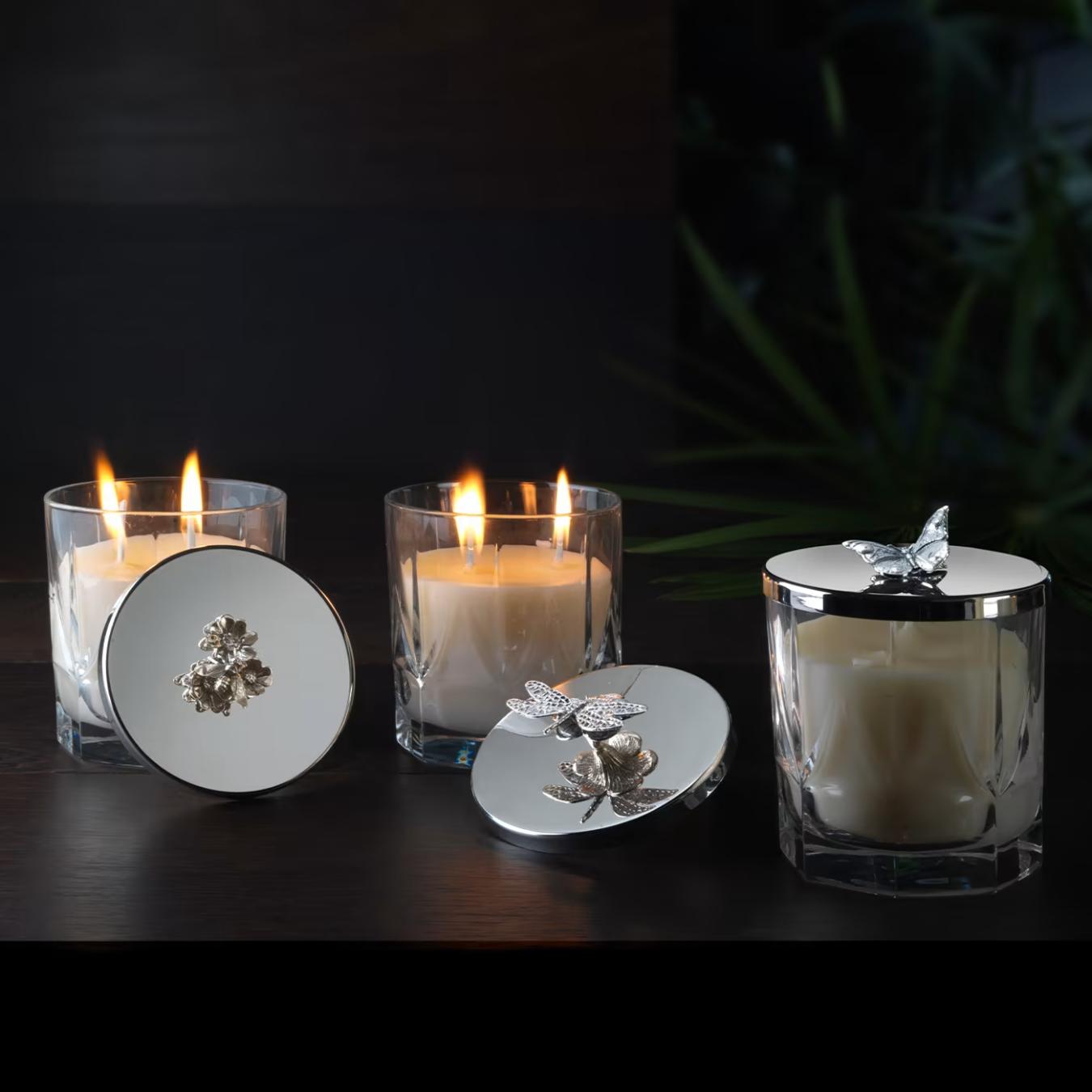 Spring Dragonfly Silver Candle Vase